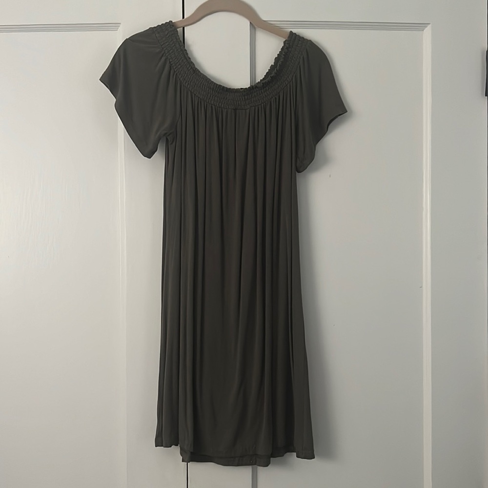 Army Green Off the Shoulder day dress